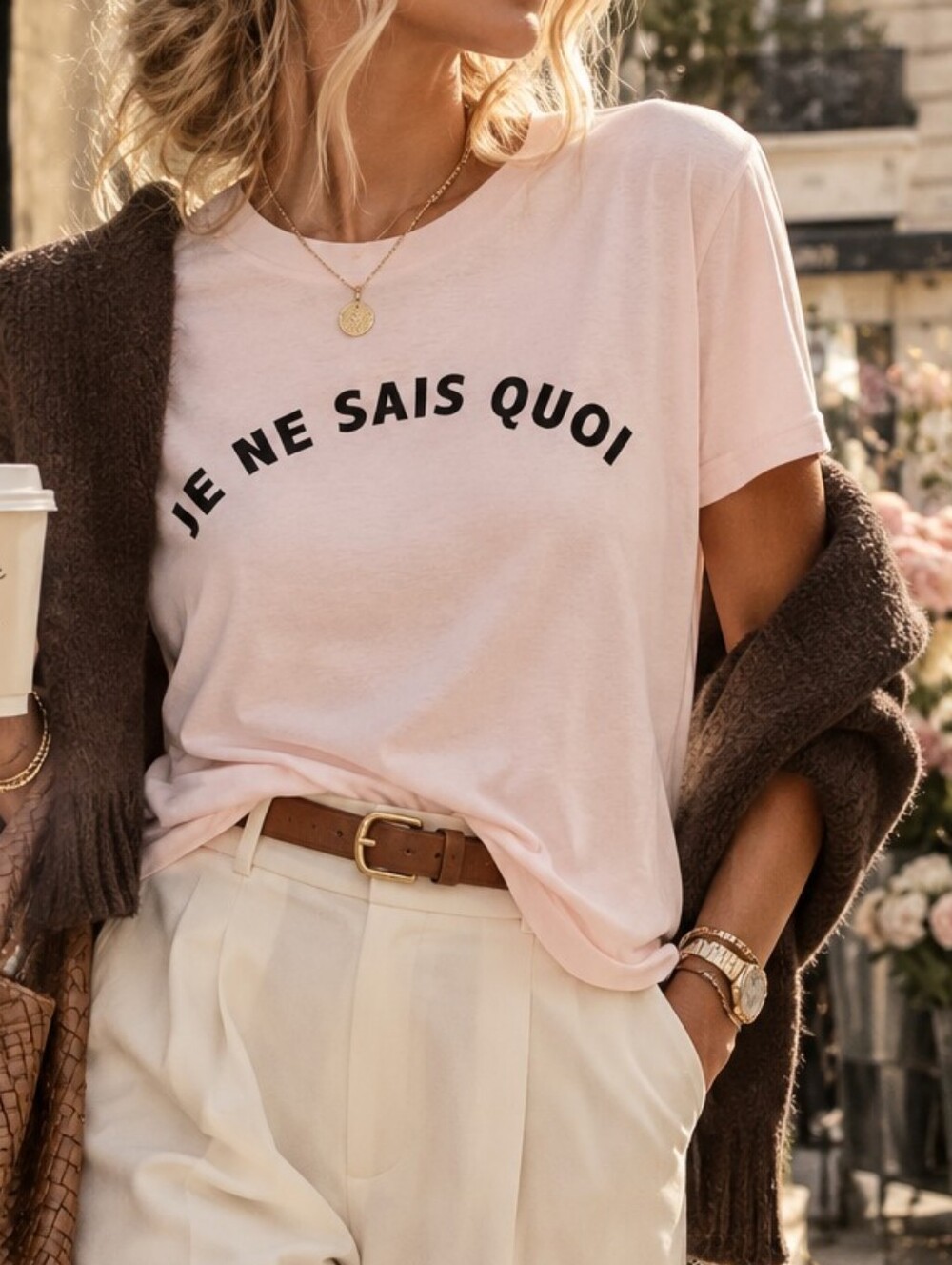 WHISTLES Parisian Je Ne Sais Quoi Blush Pink Top T-Shirt